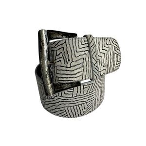 Vintage Statement Belt Wide Waist Morris Moskowitz Gray Leather Silver Buckle S